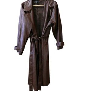 Classic Brown Women's Long Trench Coat with Belt